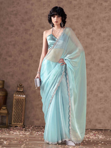 Tikhi Imli Solid/Plain Bollywood Chiffon Saree