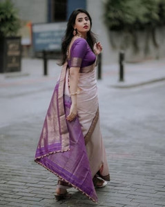 Zenophily Woven Kanjivaram Pure Silk, Art Silk Saree