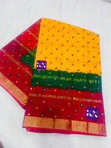 KRISHNA NX Printed Bandhani Pure Cotton Saree