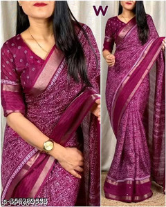Sitanjali Lifestyle Floral Print Chanderi Cotton Blend Saree