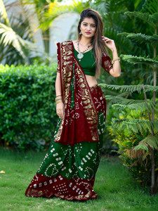 JERAVI Enterprise Printed Bandhani Art Silk Saree