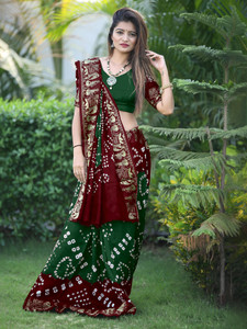 JERAVI Enterprise Printed Bandhani Art Silk Saree