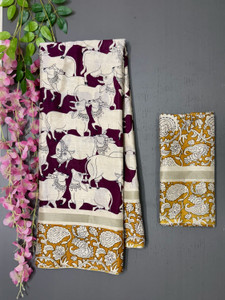 RegalDrapes Printed Kalamkari Cotton Silk Saree