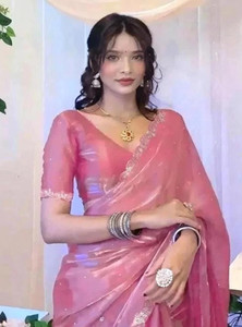 PRISHA Floral Print Bollywood Organza Saree