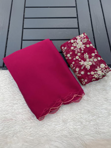 KONICA FAB Solid/Plain Bollywood Georgette Saree