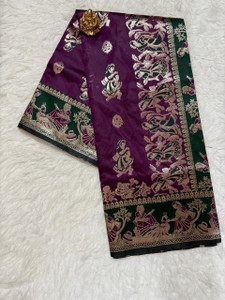 CP TEXTILE Digital Print Baluchari Jacquard, Art Silk Saree