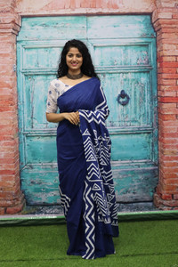 Kiaaron Hand Painted Ikkat Pure Cotton Saree