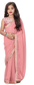 Cozee Shopping Self Design, Embroidered, Solid/Plain Bollywood Chiffon Saree