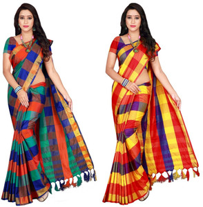 Shaibo saree Checkered Daily Wear Cotton Silk Saree