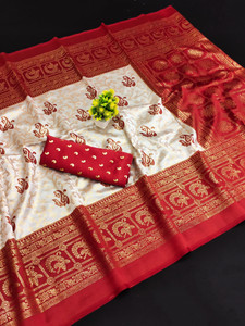 Kanooda Prints Printed Mysore Art Silk Saree