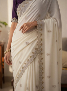 VASTRA VILLA Embroidered Bollywood Chiffon Saree