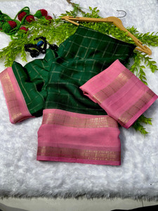 Anuradha Checkered Mysore Silk Blend Saree