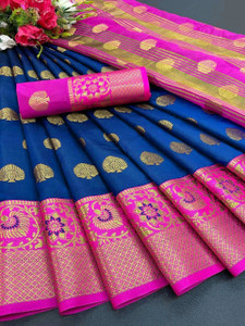 Pionex Woven Banarasi Cotton Silk Saree