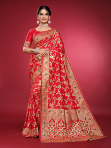 AA AAGIRI Self Design, Woven, Embellished, Applique Banarasi Jacquard, Art Silk Saree