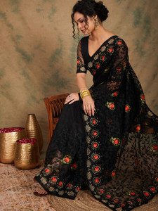 Divastri Embroidered Chanderi Net Saree