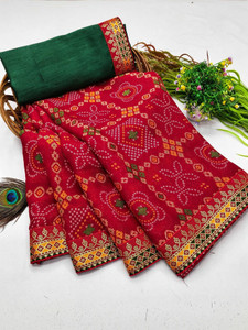 Diva Printed Bandhani Georgette Saree