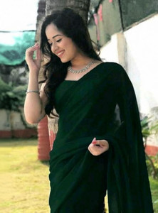 sareya veela Solid/Plain Daily Wear Georgette Saree