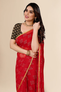 FABMORA Woven, Printed Daily Wear Chiffon Saree