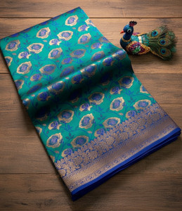 BEAUTIFUL PEACOCK SAREES Floral Print Chettinadu Cotton Silk Saree
