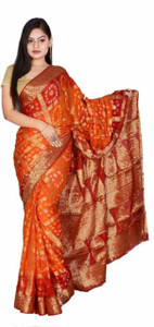 SONAM SAREES Woven Bandhani Chanderi Saree