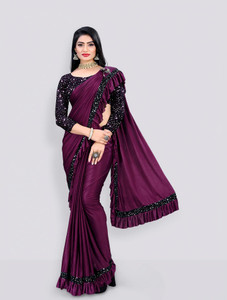 MIJAASHREE Embellished Bollywood Lycra Blend Saree