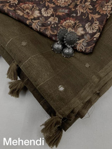 Dhanlaxmi CreationLLP Applique, Embroidered, Self Design Bollywood Linen Saree