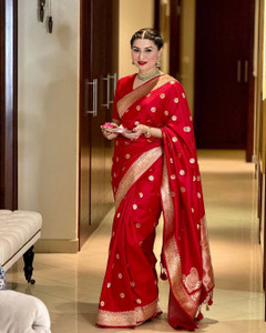 PHEASANT बुना हुआ, पैस्ले, एप्लिक, एम्बेलिश्ड कांजीवरम जैकर्ड, आर्ट सिल्क साड़ी