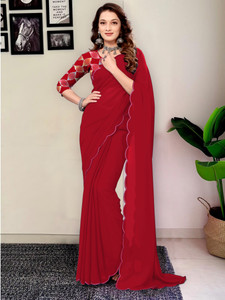 ISHA TRADE Dyed Daily Wear Georgette Saree