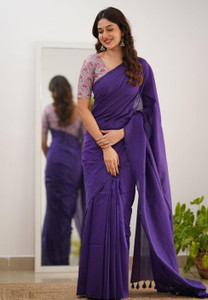 Maku Solid/Plain Tant Pure Cotton Saree
