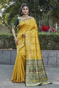 BULLDOZER Embroidered Banarasi Cotton Silk, Jacquard Saree