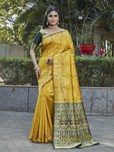 BULLDOZER Embroidered Banarasi Cotton Silk, Jacquard Saree