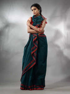 Balorampal Striped, Printed Handloom Pure Cotton Saree