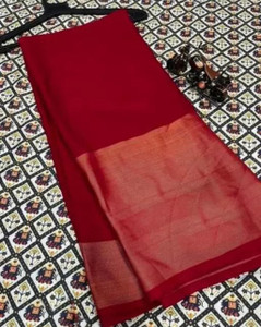 Online Bazaaar Solid/Plain Bollywood Chiffon Saree