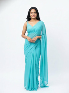 Staffica Solid/Plain Daily Wear Georgette Saree