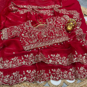 Nalanda fabrizio Embroidered, Dyed Bollywood Satin Saree