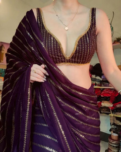 PD CLOTH VILLA Embellished Bollywood Georgette Saree