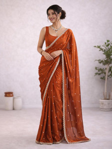 Navantika Embroidered, Embellished Bollywood Chiffon Saree