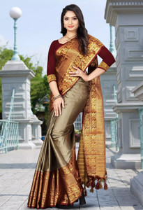 WEYLIN Woven Maheshwari Jacquard, Cotton Silk Saree
