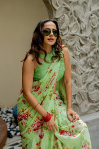 MIRCHI FASHION Floral Print Daily Wear Chiffon, Georgette Saree