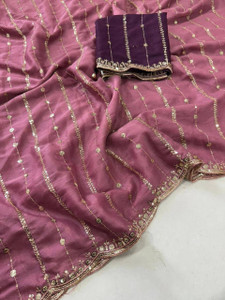 LILIMA Embellished, Embroidered, Self Design Bollywood Georgette Saree