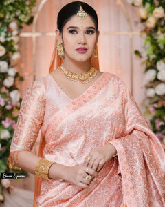 GRUJHA Self Design Mekhela Chador Silk Blend Saree