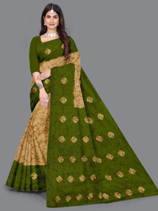 harika fashion Printed Bollywood Linen, Cotton Linen Saree