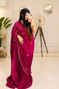 sadala culture Embroidered Bollywood Silk Blend Saree
