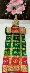 HouseOfCommon Printed, Checkered Bandhani Jacquard, Art Silk Saree
