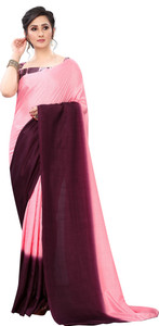 LIMTD Ombre, Solid/Plain Bollywood Silk Blend, Pure Cotton Saree