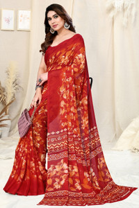 MIRCHI FASHION Printed, Floral Print Daily Wear Chiffon, Georgette Saree