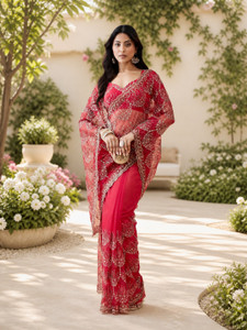 KASEE Embroidered Bollywood Net Saree