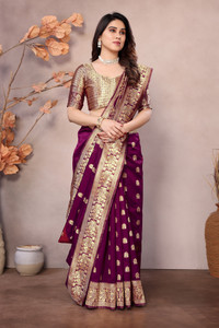 Odhnee Printed Banarasi Pure Silk Saree