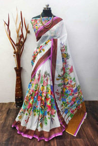mahira Woven Bollywood Linen, Pure Cotton Saree