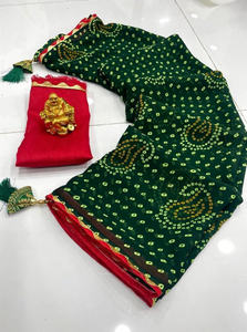 georgette Printed Bandhani Georgette Saree